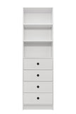 NNEDSZ MALMO 3 SHELF 4 DRAWER WALK IN WARDROBE  - WHITE - SLIM - ROUND BLACK