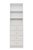 NNEDSZ MALMO 3 SHELF 4 DRAWER WALK IN WARDROBE  - WHITE - SLIM - ROUND BRASS