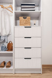 NNEDSZ MALMO 3 SHELF 4 DRAWER WALK IN WARDROBE  - WHITE - VJ PANEL - PULL BLACK