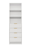 NNEDSZ MALMO 3 SHELF 4 DRAWER WALK IN WARDROBE  - WHITE - VJ PANEL - PULL BRASS