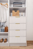 NNEDSZ MALMO 3 SHELF 4 DRAWER WALK IN WARDROBE  - WHITE - VJ PANEL - PULL BRASS