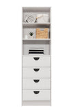 NNEDSZ MALMO 3 SHELF 4 DRAWER WALK IN WARDROBE  - WHITE - VJ PANEL - HALF MOON BLACK