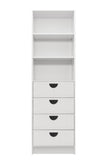 NNEDSZ MALMO 3 SHELF 4 DRAWER WALK IN WARDROBE  - WHITE - VJ PANEL - HALF MOON BLACK
