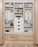 NNEDSZ MALMO 3 SHELF 4 DRAWER WALK IN WARDROBE  - WHITE - VJ PANEL - HALF MOON BLACK