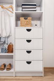 NNEDSZ MALMO 3 SHELF 4 DRAWER WALK IN WARDROBE  - WHITE - VJ PANEL - HALF MOON BLACK