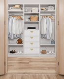 NNEDSZ MALMO 3 SHELF 4 DRAWER WALK IN WARDROBE  - WHITE - VJ PANEL - HALF MOON BRASS