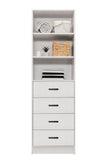 NNEDSZ MALMO 3 SHELF 4 DRAWER WALK IN WARDROBE  - WHITE - VJ PANEL - OVAL BLACK