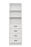 NNEDSZ MALMO 3 SHELF 4 DRAWER WALK IN WARDROBE  - WHITE - VJ PANEL - OVAL BLACK