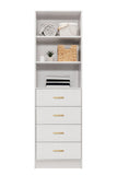 NNEDSZ MALMO 3 SHELF 4 DRAWER WALK IN WARDROBE  - WHITE - VJ PANEL - OVAL BRASS