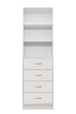 NNEDSZ MALMO 3 SHELF 4 DRAWER WALK IN WARDROBE  - WHITE - VJ PANEL - OVAL BRASS