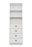 NNEDSZ MALMO 3 SHELF 4 DRAWER WALK IN WARDROBE  - WHITE - VJ PANEL - ROUND BLACK