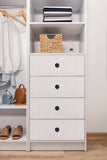 NNEDSZ MALMO 3 SHELF 4 DRAWER WALK IN WARDROBE  - WHITE - VJ PANEL - ROUND BLACK