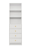 NNEDSZ MALMO 3 SHELF 4 DRAWER WALK IN WARDROBE  - WHITE - VJ PANEL - ROUND BRASS