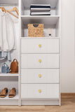 NNEDSZ MALMO 3 SHELF 4 DRAWER WALK IN WARDROBE  - WHITE - VJ PANEL - ROUND BRASS