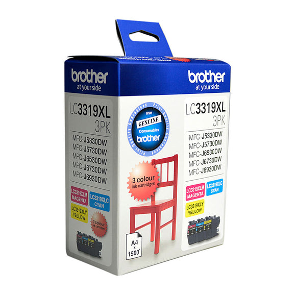 NNEDSZ BROTHER LC-3319XL Colour Value Pack 1X Cyan 1X Magenta 1X Yellow-MFC-J5330DW/J5730DW/J6530DW/J6730DW/J6930DW - up to 3000 pages