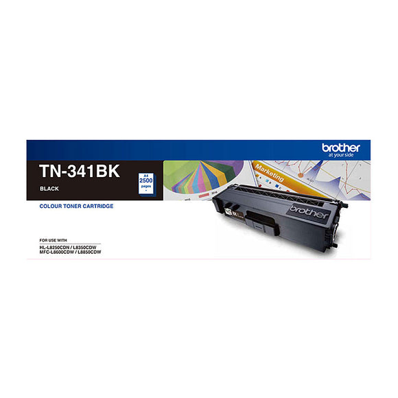 NNEDSZ BROTHER TN-341BK Colour Laser-Standard Yield Black Toner to suit HL-L8250CDN/8350CDW MFC-L8600CDW/L8850CDW - 2500 Pages