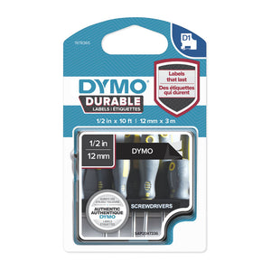 NNEDSZ DYMO Dur White on Black 12mm x 3m