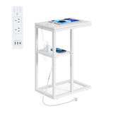 NNEDSZ Bedside Table with Power - Chic Look, White