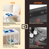 NNEDSZ Bedside Table with Power - Chic Look, White