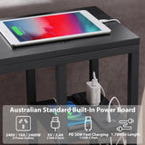 NNEDSZ E-Shaped Sofa Side Table with Power Board, Black