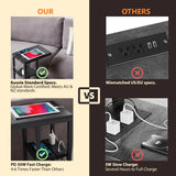 NNEDSZ E-Shaped Sofa Side Table with Power Board, Black