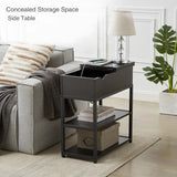 NNEDSZ Compact 3-Tier Sofa Side Table with Powerboard, Black
