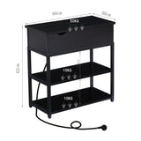 NNEDSZ Compact 3-Tier Sofa Side Table with Powerboard, Black