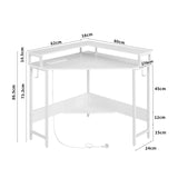 NNEDSZ Compact L-Shaped Corner Desk with Built-In Power Board, White