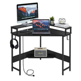 NNEDSZ L-Shaped Desk with Built-In Charging Station, Black