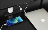 NNEDSZ L-Shaped Desk with Built-In Charging Station, Black