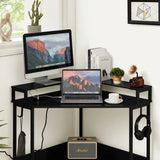 NNEDSZ L-Shaped Desk with Built-In Charging Station, Black