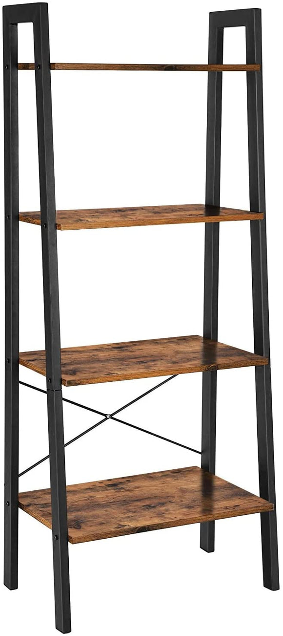 NNEDSZ Rustic brown and black steel Metal Frame 4 Tier bookshelf