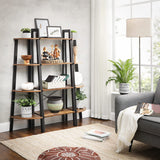 NNEDSZ Rustic brown and black steel Metal Frame 4 Tier bookshelf
