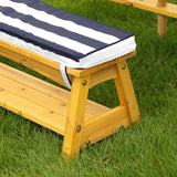 NNEDSZ Outdoor Table & Bench Set with Cushions & Umbrella (Navy)