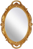 NNEDSZ Oval Antique Gold 25 x 38 cm Vintage Carved Hanging Wall Mirror for Bedroom and Living-Room