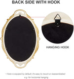 NNEDSZ Oval Antique Gold 25 x 38 cm Vintage Carved Hanging Wall Mirror for Bedroom and Living-Room