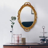NNEDSZ Oval Antique Gold 25 x 38 cm Vintage Carved Hanging Wall Mirror for Bedroom and Living-Room