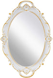 NNEDSZ Oval Antique White 25 x 38 cm Vintage Carved Hanging Wall Mirror for Bedroom and Living-Room