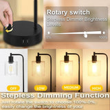 NNEDSZ 2x Pack Industrial Table Lamp with 2 USB Port for Bedside Nightstand Desk and Living Room Office (Bulb not Included)