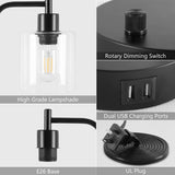 NNEDSZ 2x Pack Industrial Table Lamp with 2 USB Port for Bedside Nightstand Desk and Living Room Office (Bulb not Included)