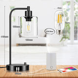 NNEDSZ 2x Pack Industrial Table Lamp with 2 USB Port for Bedside Nightstand Desk and Living Room Office (Bulb not Included)