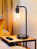 NNEDSZ 2x Pack Industrial Table Lamp with 2 USB Port for Bedside Nightstand Desk and Living Room Office (Bulb not Included)