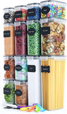 NNEDSZ 14 Pieces Airtight Food Storage and BPA Free Plastic with Easy Lock Black Lids Labels for Kitchen