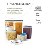 NNEDSZ 14 Pieces Airtight Food Storage and BPA Free Plastic with Easy Lock Black Lids Labels for Kitchen