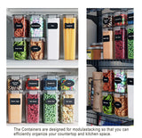 NNEDSZ 14 Pieces Airtight Food Storage and BPA Free Plastic with Easy Lock Black Lids Labels for Kitchen
