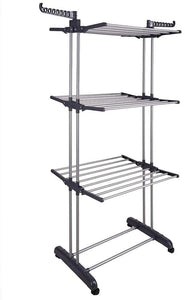 NNEDSZ 3 Tier Foldable Clothes Drying Rack for Laundry Dryer with Hanger Stand Rail Indoor