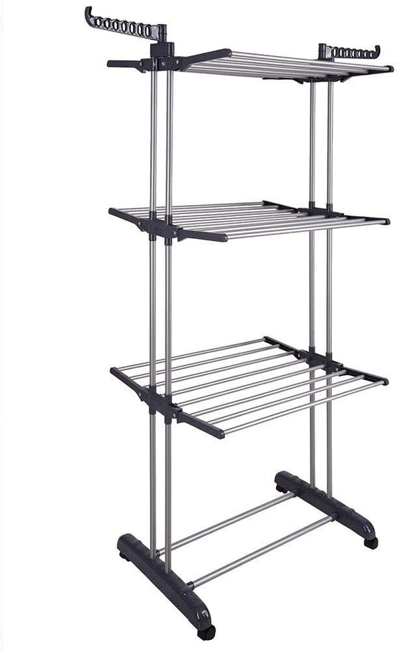 NNEDSZ 3 Tier Foldable Clothes Drying Rack for Laundry Dryer with Hanger Stand Rail Indoor