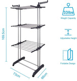 NNEDSZ 3 Tier Foldable Clothes Drying Rack for Laundry Dryer with Hanger Stand Rail Indoor