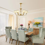 NNEDSZ Gold Chandelier, 6 Lights, Wagon Wheel Clear Crystal