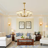 NNEDSZ Gold Chandelier, 6 Lights, Wagon Wheel Clear Crystal